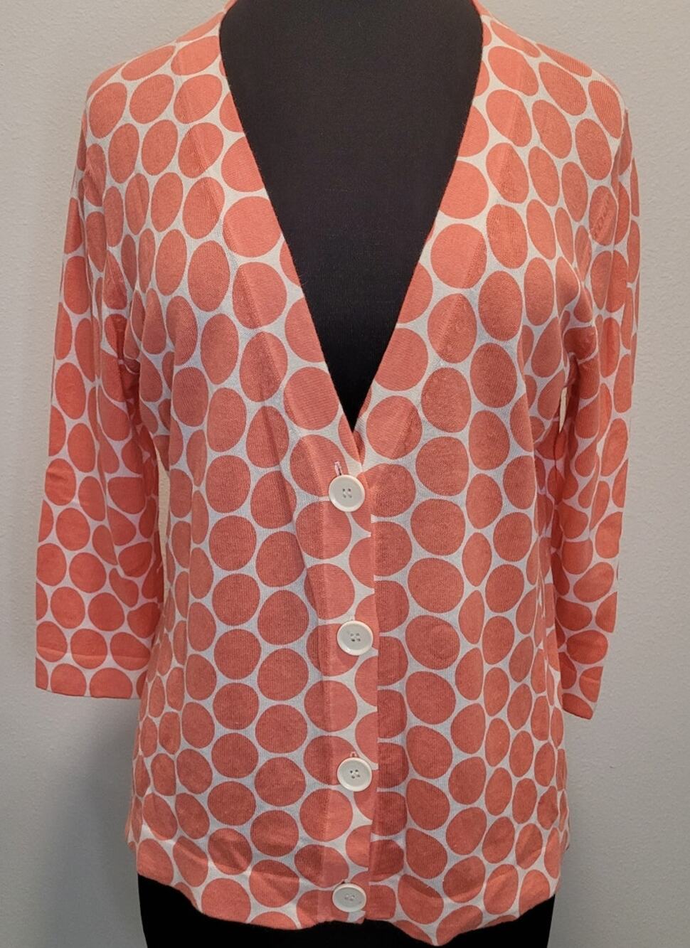 Retro Orange Polka Dot Relaxed Cardigan Cottagecore L Fairy Academia School Chic